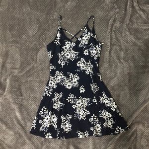 Navy and White Flower Dress